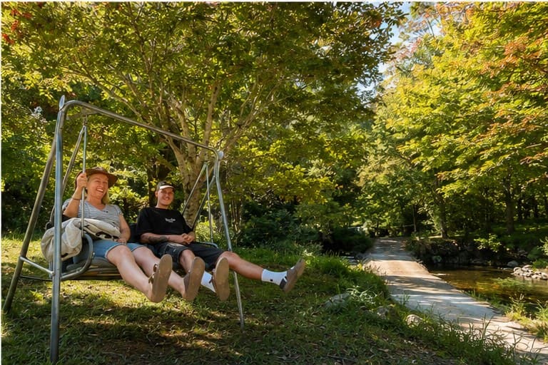 Hammock swing at Creekside Escape Camp