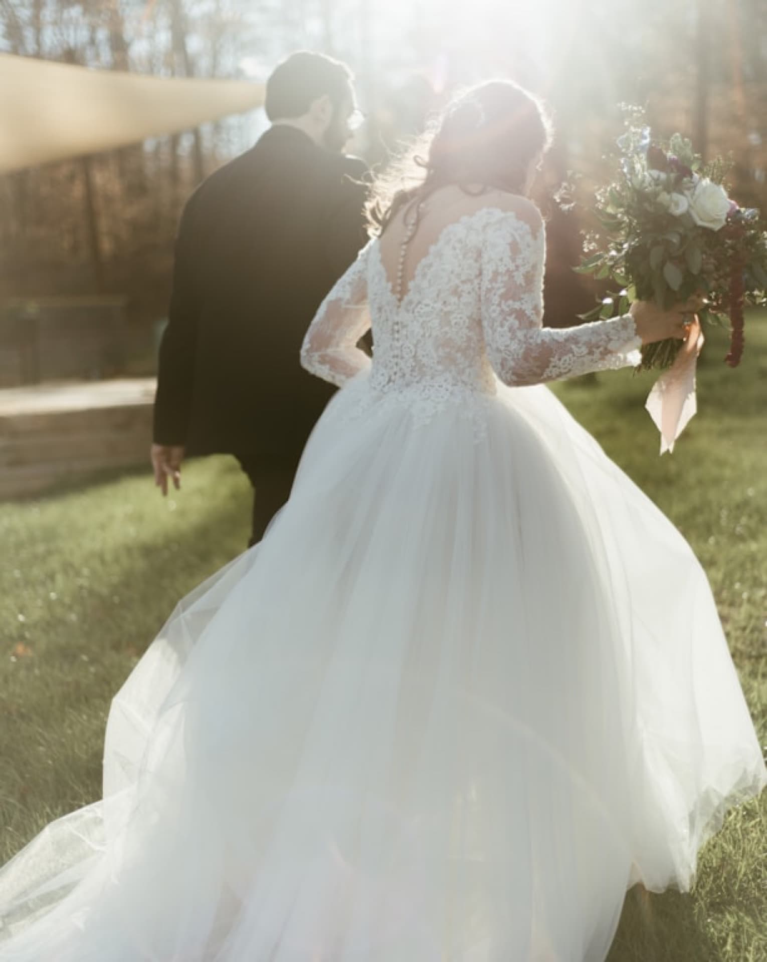 Bride in golden hour light